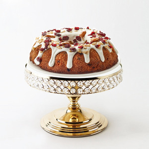 Elegant Silver Cake Stand Featuring Sparkling Crystal <b>Bead</b> Rim And Mirrored <b>Top</b> Surface For Gorgeous Dessert For Home Decoration - Product Image 5