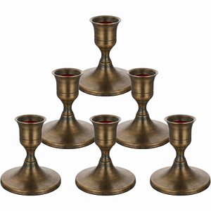 Ensemble de 6 bougeoirs coniques pour la décoration de la maison, bougeoirs en métal durables, design de collection mariage, bougeoirs coniques brillants - Product Image 1