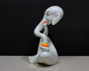 Nirmala Handicrafts Resin Art Deco White Ganesh <b>Statue</b> Flute | Handmade <b>Religious</b> Figurine Rajasthan Scultped Home Office - Product Image 2