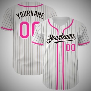 Maillot de baseball personnalisé respirant et antibactérien à rayures fines, blanc, à manches courtes, uniforme d'équipe avec nom et numéro, vêtements de sport - Product Image 3