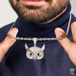 Luxury Bird Face Pendant In 925 Sterling Silver With VVS Moissanite Diamond Hip Hop Jewelry - Product Image 3