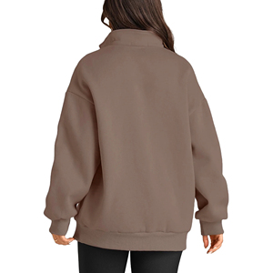 Sudadera de Forro Polar con Cuello Alto y Media Cremallera para Mujer, Hecha a Medida, 100% Algodón, Color Sólido, Estilo Urbano, Logotipo Impreso Frontal, Envío Rápido - Product Image 3