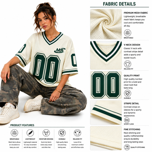 Custom Men's Printed Mesh American Football Jersey V-Neck Short Sleeve Breathable Four-Way Stretch Eco-Friendly Athletic - Product Image 5