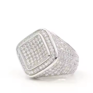 Anillo de Sello de Lujo con Diamantes en Halo Cuadrado - Product Image 2