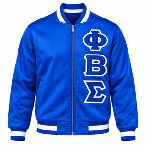 Chaqueta con Cierre Completo Phi Beta Sigma para Hombre, Chaqueta Bomber Estilo Universitario con Letras Bordadas, Cuello Acanalado, Ropa Exterior Informal para Fraternidad - Product Image 3