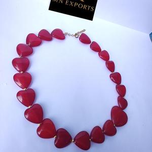 MN EXPORTS MNE-276 Collier en résine perlée avec pendentif cœur en perle naturelle, fait main, plaqué or, style chrétien vintage, pour fête - Product Image 3