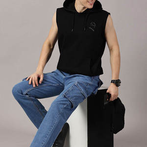 2026 New Style Customized Oversized Men's Winter Thermal Fleece Eco-Friendly Breathable <b>Sleeveless</b> <b>Hoodie</b> with Pocket - Product Image 2