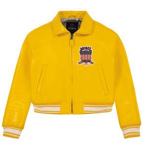 <b>Leather</b> Avirex Jackets Women's Yellow <b>Leather</b> Jackets Premium <b>Leather</b> Crop <b>Sexy</b> Fit Latest Winter Women <b>Leather</b> Avirex Jacket - Product Image 1
