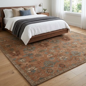 Alfombra de lana hecha a mano con diseño texturizado decorativo para interiores modernos de dormitorios, salas de estar y comedores. - Product Image 3