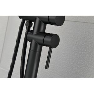 Robinet de baignoire autoportant à haut débit noir mat mitigeurs de douche à main bec pivotant pour support de douche de bain à haute efficacité - Product Image 4