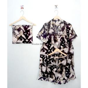 Conjunto de Pijama Corto 100% Algodón Puro, Elegante y Clásico, Estampado a Mano, con Bolsillos, Suave y Transpirable, Ideal para Vacaciones de Verano - Product Image 6