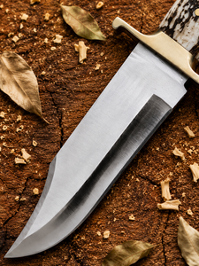 Couteau de chasse Bowie en acier D2 fait main sur mesure avec étui en cuir, manche en corne, meilleur couteau au prix d'usine en gros - Product Image 5