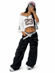 Jersey Corto con Estampado de Patrones de Fútbol Americano para Mujer, Ropa Deportiva Personalizada de Moda, Fabricante de Ropa Deportiva - Product Image 3