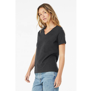 Camiseta de Manga Corta con Cuello en V para Mujer, Jersey Regular, Transpirable, de Algodón, con Parches Bordados, Diseño OEM, Secado Rápido, Ecológica, para Verano - Product Image 3
