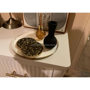 Posavasos negros con purpurina de resina Premium con límites irregulares | Vasos elegante decoración de mesa artesanía de resina artística - Product Image 4