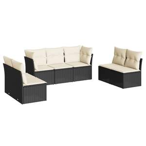 Ensemble de canapés de jardin en rotin PE blanc crème et acier thermolaqué noir, mobilier d'extérieur élégant - Product Image 2