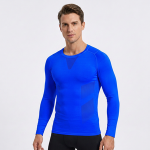 Unisex <b>White</b> Printed Lightweight <b>Long</b> Sleeve Crew Neck Breathable Mesh Sport Shirt Skinny Fit Polyester Summer Athletic Front - Product Image 5
