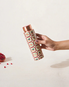 Copper Water <b>Bottle</b> with Glass Set Premium Ayurvedic Drinkware Gift Set Manufacturer - Product Image 5