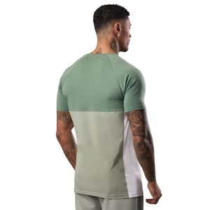 Camiseta Deportiva de Manga Corta para Hombre, con Paneles en Contraste, Color Verde Salvia, Transpirable, Ligera, para Gimnasio, Fitness y Deportes - Product Image 2