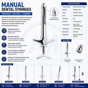 Jeringa Quirúrgica Dental Al Mida, Manual, de Acero Inoxidable, Instrumento con Certificación CE para Procedimientos ORL - Product Image 6