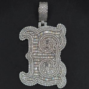 RB GEMS เครื่องประดับแร็ปเปอร์แบบกำหนดเอง ชุบทองคำขาว 925 เงินแท้ ประดับเพชรโมอิสซาไนต์ VVS ระดับพรีเมียม จี้รูปตัวอักษรสำหรับงานปาร์ตี้ - Product Image 3