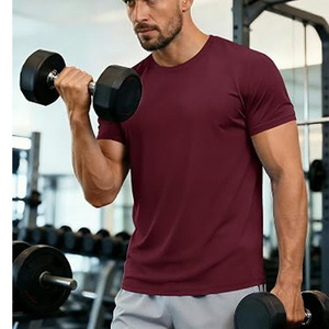 Camisetas Deportivas al por Mayor para Hombre, de Algodón y Fibra de Bambú, Ecológicas, Antiarrugas, sin Etiqueta, de Manga Corta, Secado Rápido y Transpirables - Product Image 1