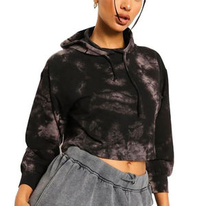 Sudadera con capucha de color liso para otoño e invierno, top corto informal de algodón para mujer, talla americana, para sudadera con capucha y suéter. - Product Image 5