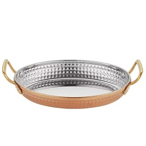 <b>Copper</b> Round Cooking Pans with Brass <b>Handles</b> Durable Modern Design for <b>Kitchen</b> - Product Image 4