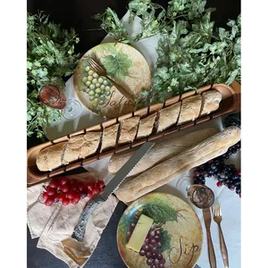 Tabla de Servir de Madera Hecha a Mano con 12 Compartimentos, Forma Ovalada, Diseño Rústico para Fiestas, Incluye Cuchillo de Acero Inoxidable - Product Image 4