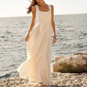 Nuevo Vestido Largo de Primavera con Diseño Elegante y Dulce, Blanco, Ajustado, con Tirantes, Sin Mangas, Falda de Encaje, Cintura y Laterales Ajustados - Product Image 4