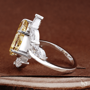 Fancy Vivid Yellow Pear Lab Diamond <b>Ring</b> 5.22 Ct IGI Certified <b>Nature</b> <b>Inspired</b> Statement <b>Ring</b> - Product Image 3