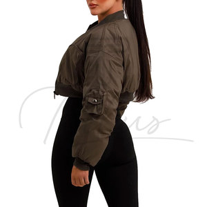 Customize Your Own Design Women's 2026 Style Knitted Puffer Bomber Jacket Autumn/Winter Cropped Waterproof Short <b>Zipper</b> Closure - Product Image 3