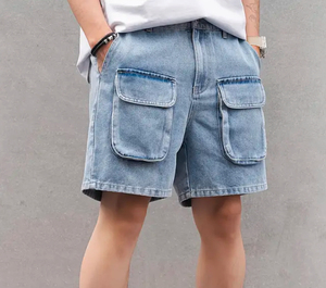 Custom Denim <b>Jean</b> Shorts for <b>Men</b> Hot Summer Mid Waist Cotton Lightweight Athletic <b>Drawstring</b> Waist <b>Men's</b> Shorts - Product Image 5