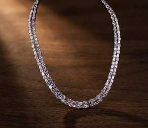 32.00 CT Round And Emerald Cut Diamond 18K <b>Gold</b> Unisex Luxury <b>Necklace</b>-Trendy Lab Grown Jewelry for Gift Occasions - Product Image 1