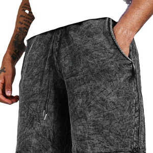 Shorts Bermuda en jean délavé pour homme, couleur unie, décontracté, avec cordon de serrage, en coton, taille mi-haute, style jorts décontractés - Product Image 5