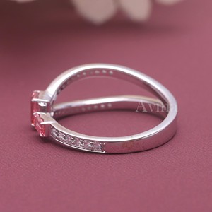 IGI Certified Fancy Pink Lab Grown Diamond Open <b>Ring</b> 18K Gold Emerald Cut Toi Et Moi <b>Adjustable</b> <b>Ring</b> - Product Image 3