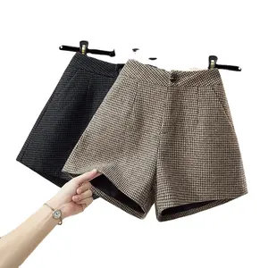 Winter Woolen Hounds tooth Shorts for Ladies Fashion Breathable Women's Shorts from Pakistan