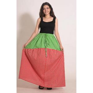 Cotton <b>Check</b> Printed Breathable Casual Long <b>Skirt</b> Handmade Indian Boho Maxi Vintage Festival Wear for Women - Product Image 2