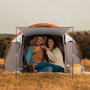 5-8 Person Waterproof Instant Setup Pop-Up <b>Camping</b> Tent with 4 Tent Poles and 2 Mosquito Net Windows - Product Image 3