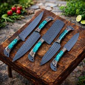 Premium Stainless Steel Chef <b>Knife</b> <b>Set</b> with Wood & Resin Handle Design for Home Kitchen Cooking Food Preparation Chef <b>Knife</b> <b>Sets</b> - Product Image 2
