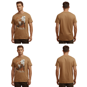 Camiseta Estampada de Corte Holgado, Algodón Peinado, Estilo Urbano, Tejido Grueso, Alta Calidad, Diseño Gráfico Personalizado, Hombros Caídos, para Hombre - Product Image 2