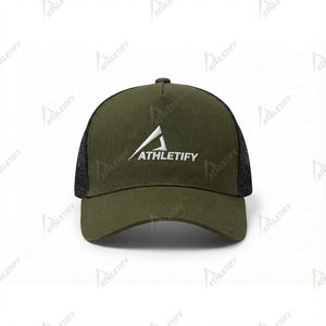Gorra de Béisbol Trucker ATHLETIFY con Logotipo, de Alta Calidad, Deportiva, Casual, para Hombre y Mujer, Diseño Personalizado en Verde Oliva, 5 Paneles, Malla Ajustable - Product Image 1