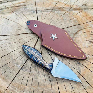 Couteau à dépecer artisanal en acier à haute teneur en carbone, couteau à lame fixe pour le camping et le bushcraft avec étui en cuir fin, couteaux en acier personnalisés - Product Image 2