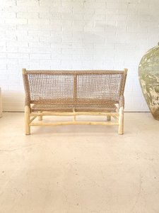 Rustic Rattan Teak <b>Wood</b> Garden <b>Bench</b> Tapered Legs Outdoor Furniture Natural Color No Filling Model ZKA01 - Product Image 4