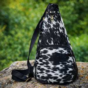 Vintage Style Cowhide Leather Chest <b>Bag</b> Hair-on-Hide Sling <b>Bag</b> Genuine Leather <b>Men</b>’s Crossbody <b>Shoulder</b> Pack LCB-0207 - Product Image 5