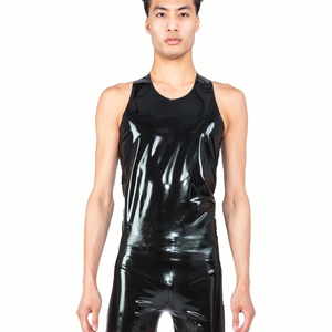 Body sculptant sans couture pour homme en satin noir avec bande turquoise, maintien moyen - Product Image 4
