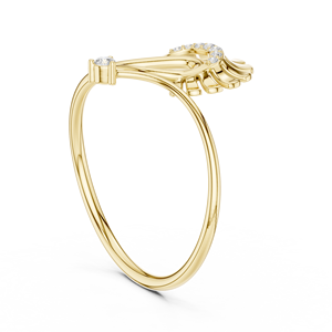 Anillos de oro macizo de 14k para mujer con diseño minimalista de cola de pavo real y diamantes de corte redondo, ideales para regalo, compromiso, aniversario, boda. - Product Image 4