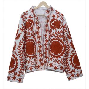 Nouvelle veste tendance en broderie Suzani faite à la main pour femmes, veste en coton respirant unisexe, veste courte ethnique pour femmes, cadeaux - Product Image 6