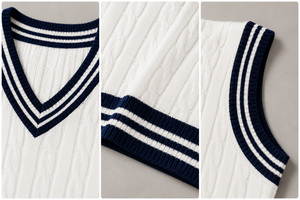 Gilet pull sans manches en tricot extensible 100 % coton, col en V, coupe décontractée, respirant, avec logo personnalisé, pour homme - Product Image 6
