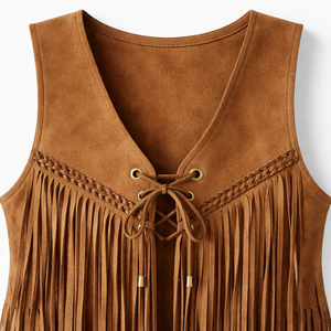 Chaleco Hippie con Flecos Marrones al por Mayor para Mujer - Diseño Personalizado Disponible Directamente del Fabricante - Product Image 4
